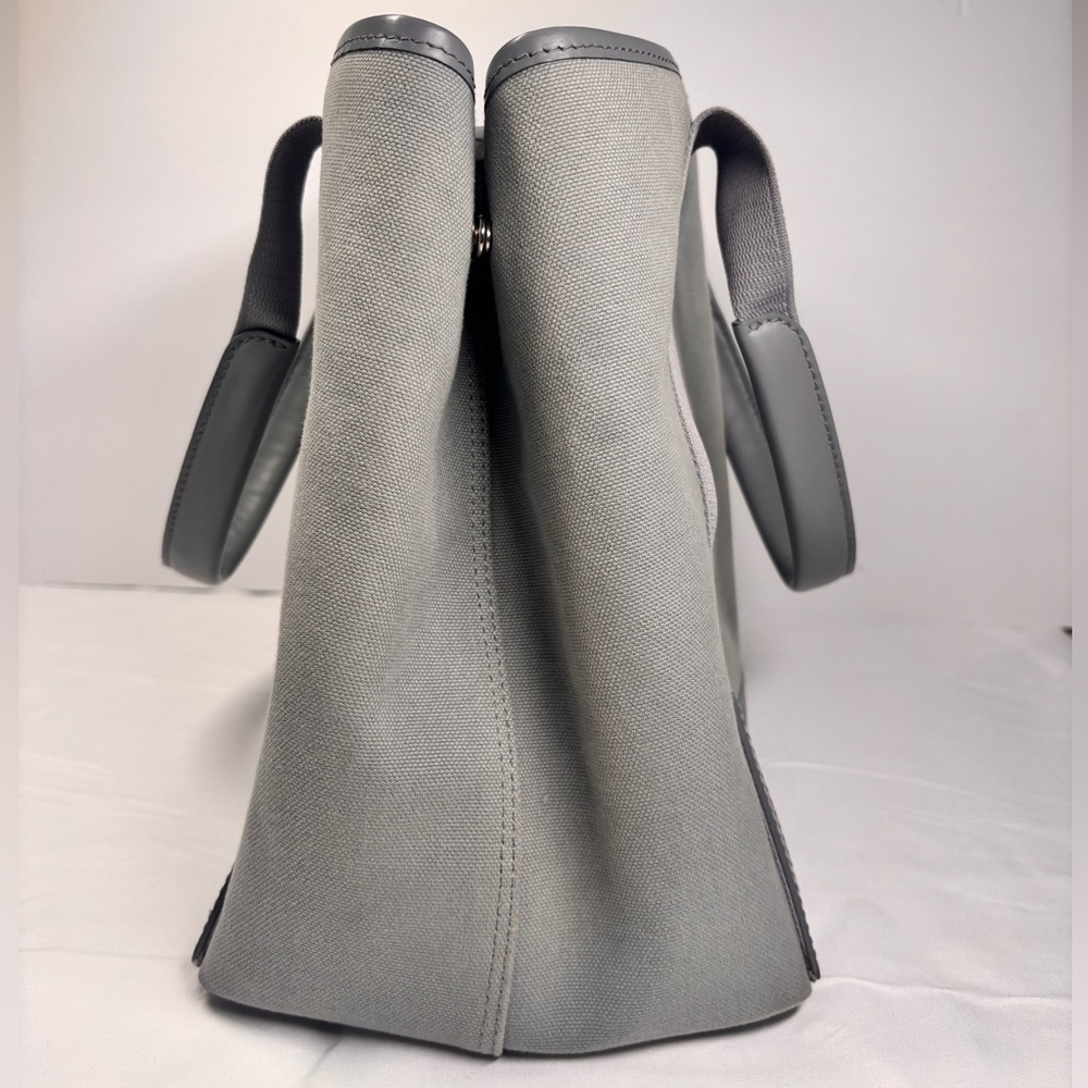 Balenciaga Cotton Canvas Silk Calfskin S Navy Cabas Grey with Pouch ✨ - Picture 5 of 15